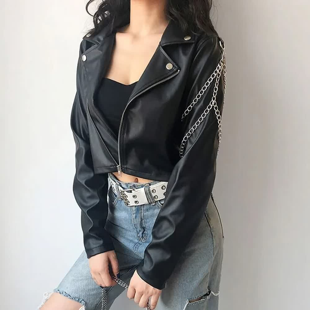 Punk Chain Leather Jacket