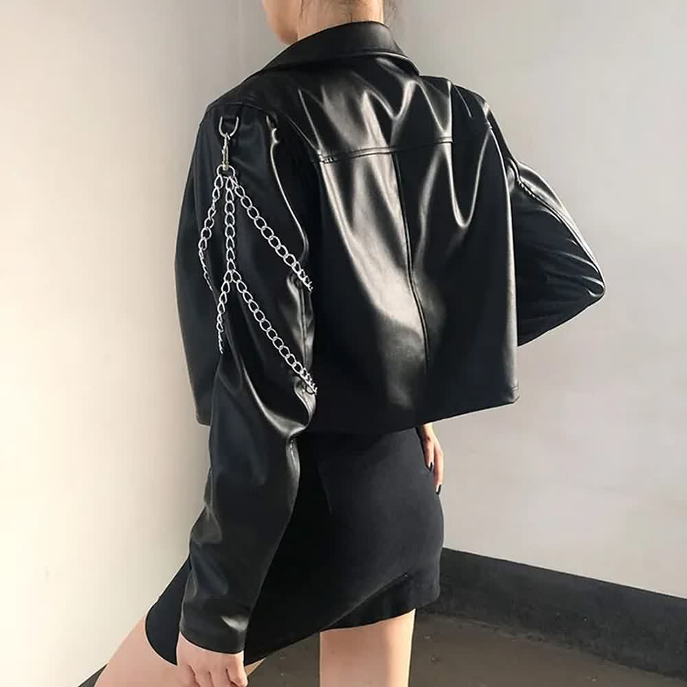 Punk Chain Leather Jacket