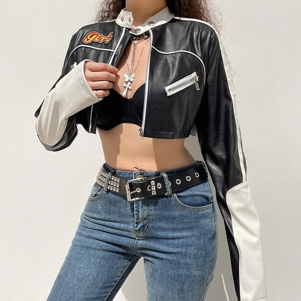 Punk Crop Leather Jacket