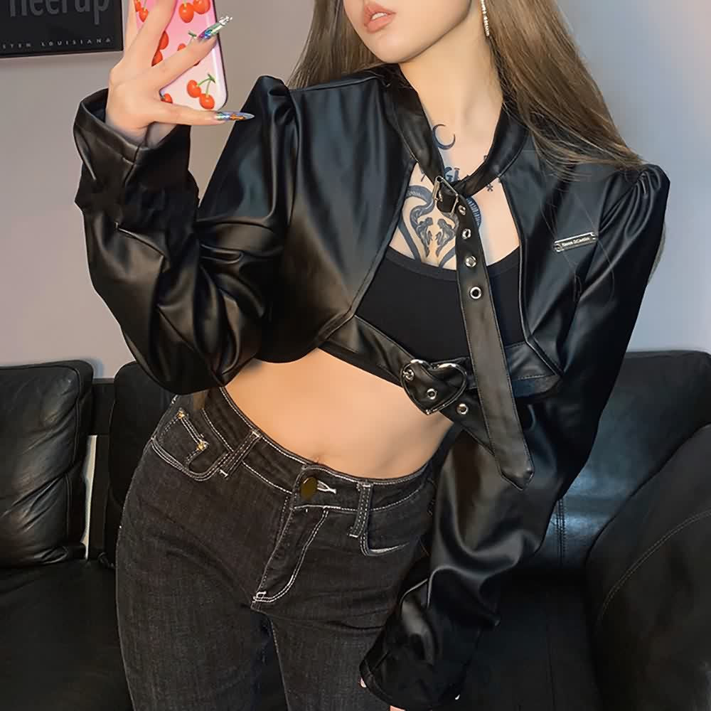 Punk Goth Crop Leather Jacket
