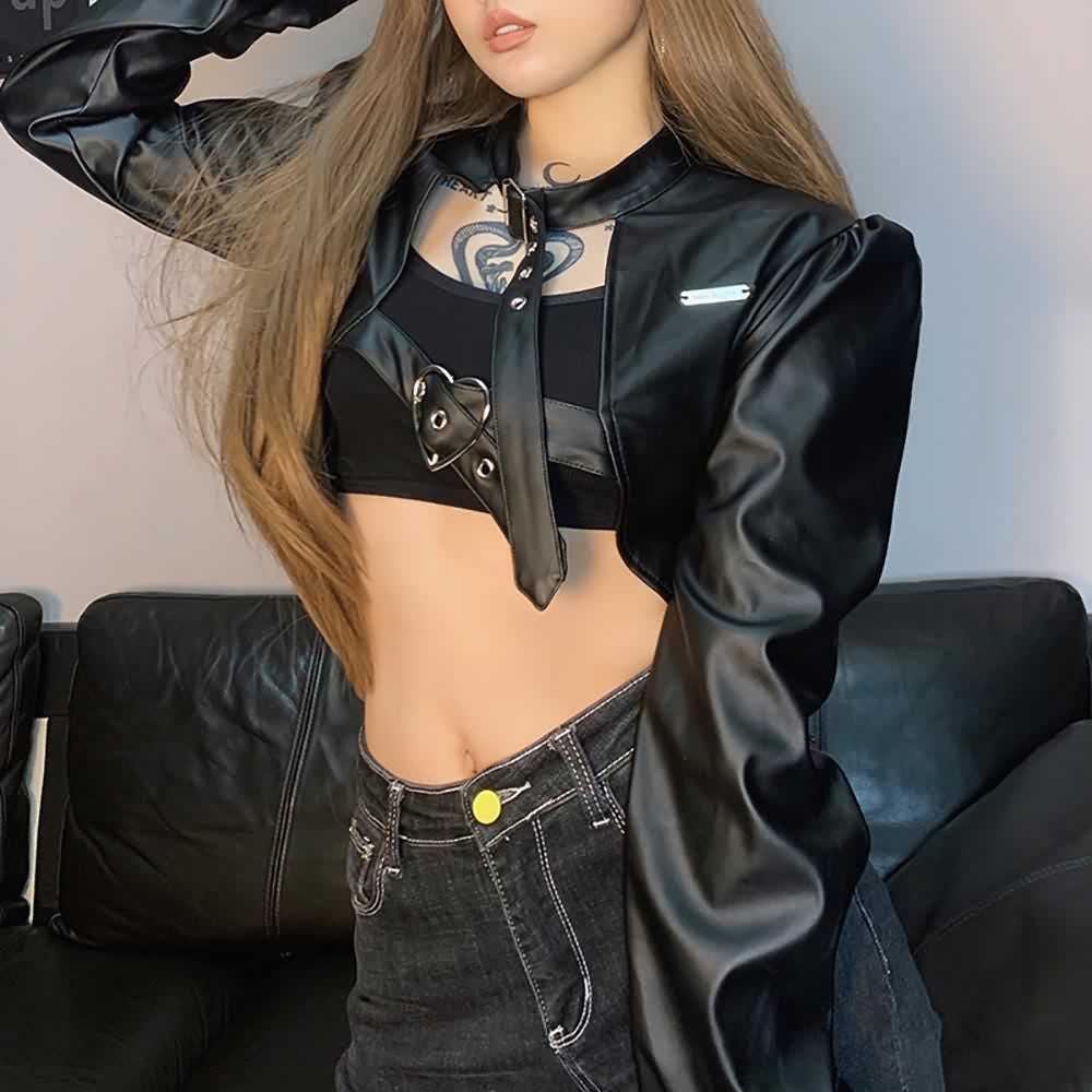 Punk Goth Crop Leather Jacket