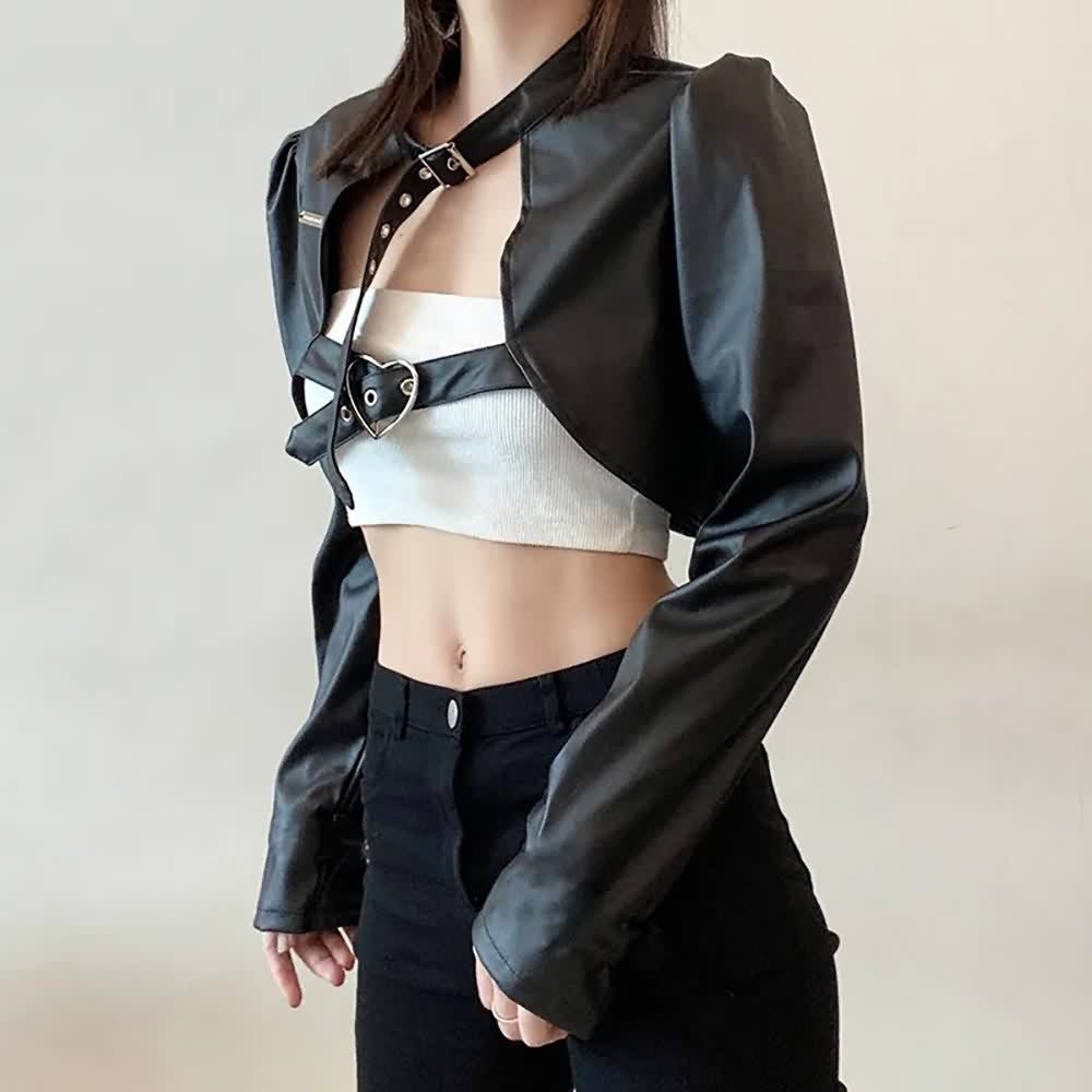 Punk Goth Crop Leather Jacket