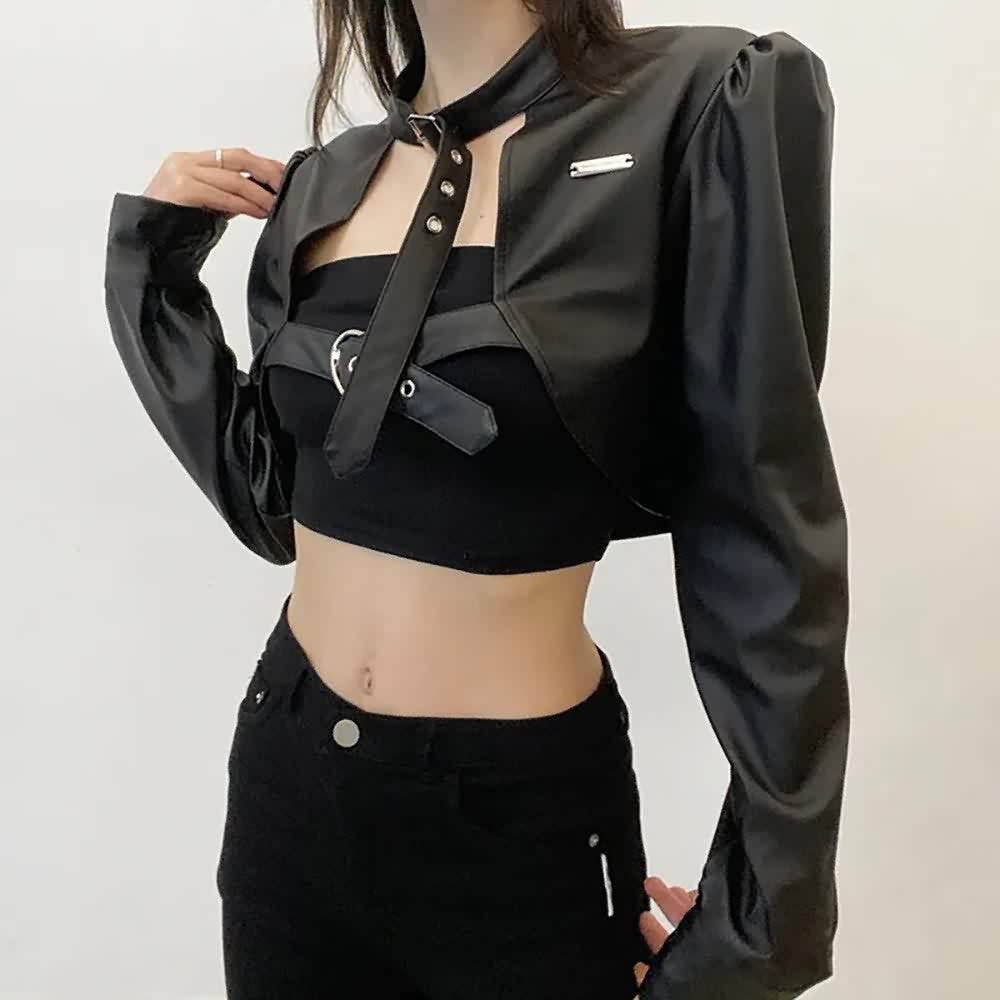 Punk Goth Crop Leather Jacket