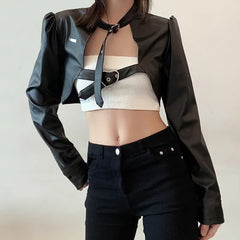 Punk Goth Crop Leather Jacket