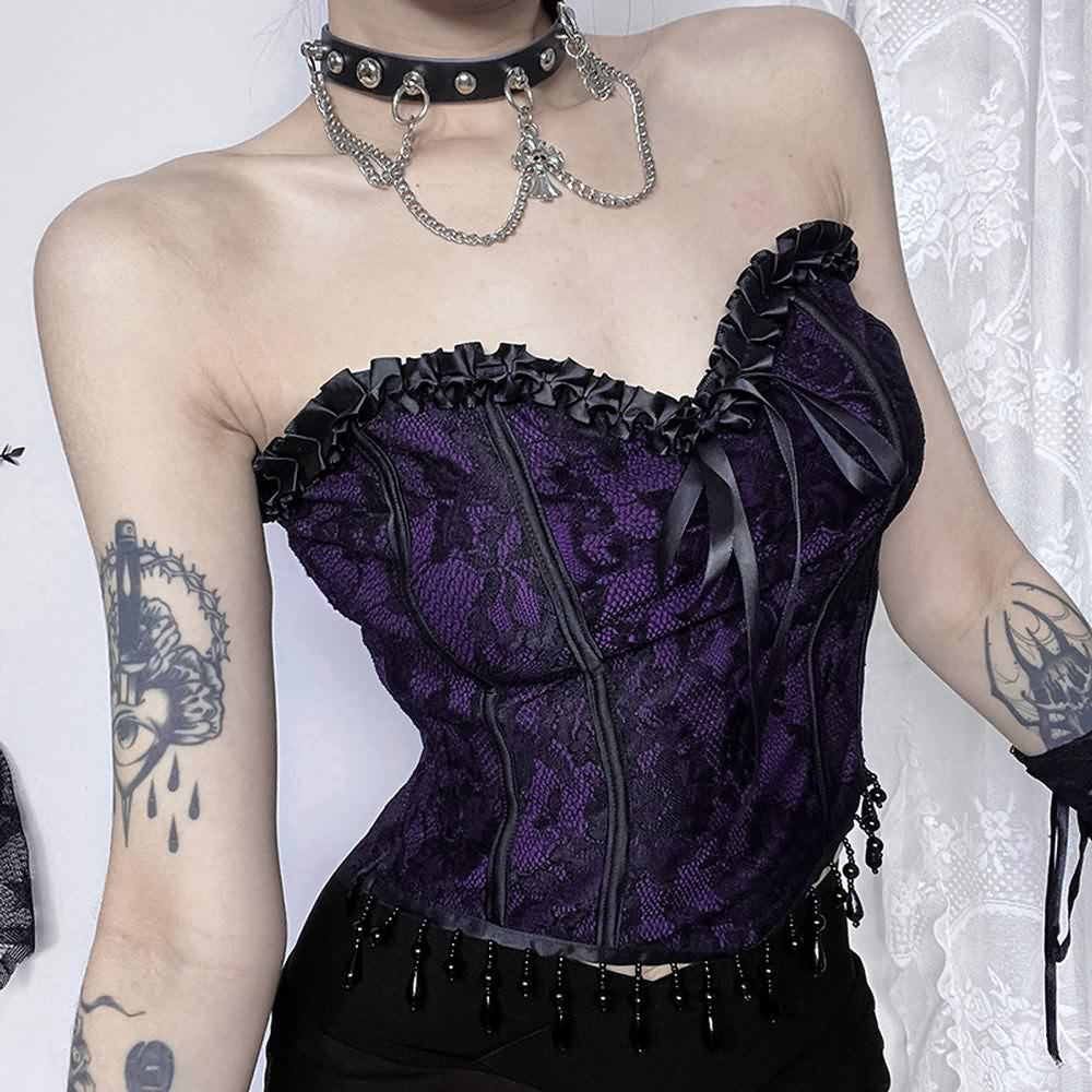 Purple Gothic Bandeau Corset Top