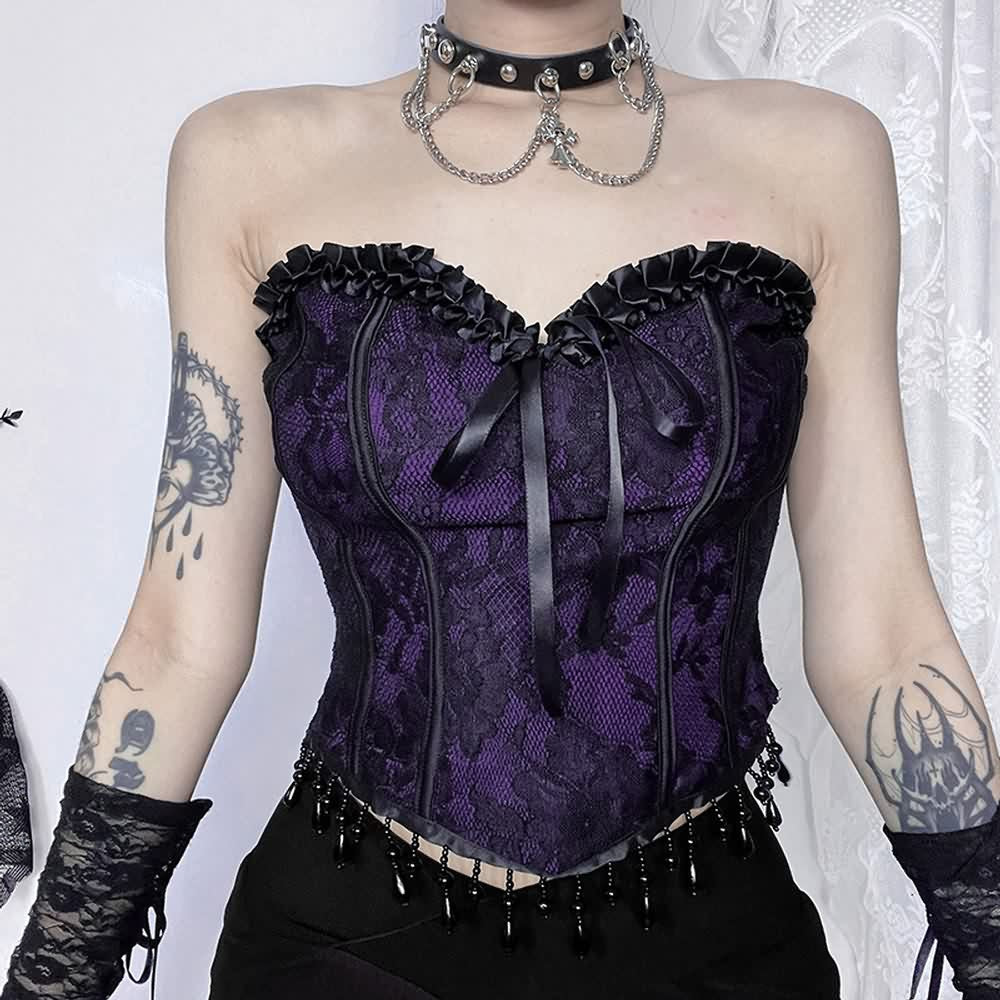 Purple Gothic Bandeau Corset Top