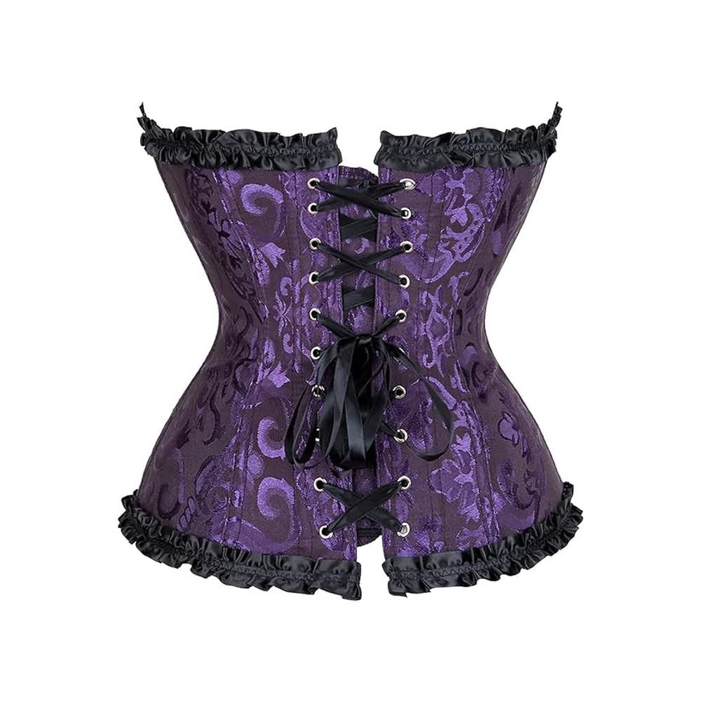 Purple Gothic Ruffle Trim Hourglass Overbust Corset