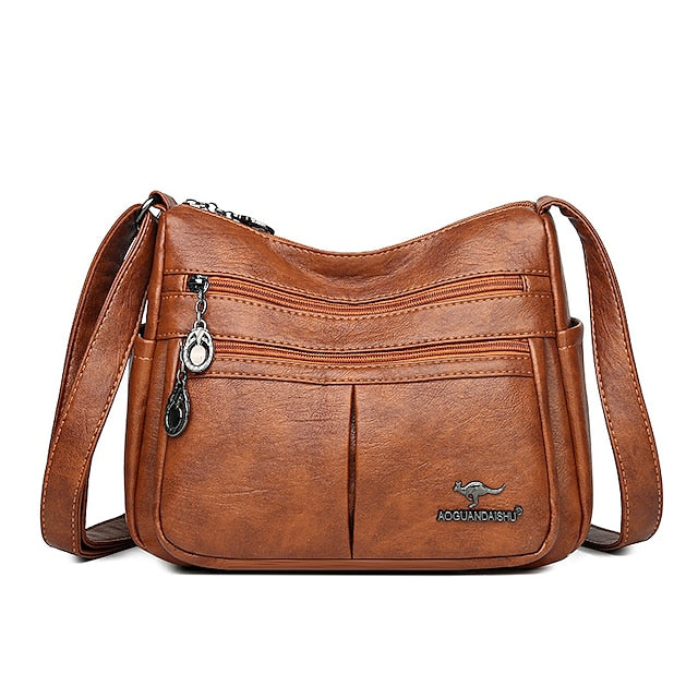 Shoulder Bag Multi-Pocket Faux Leather Crossbody