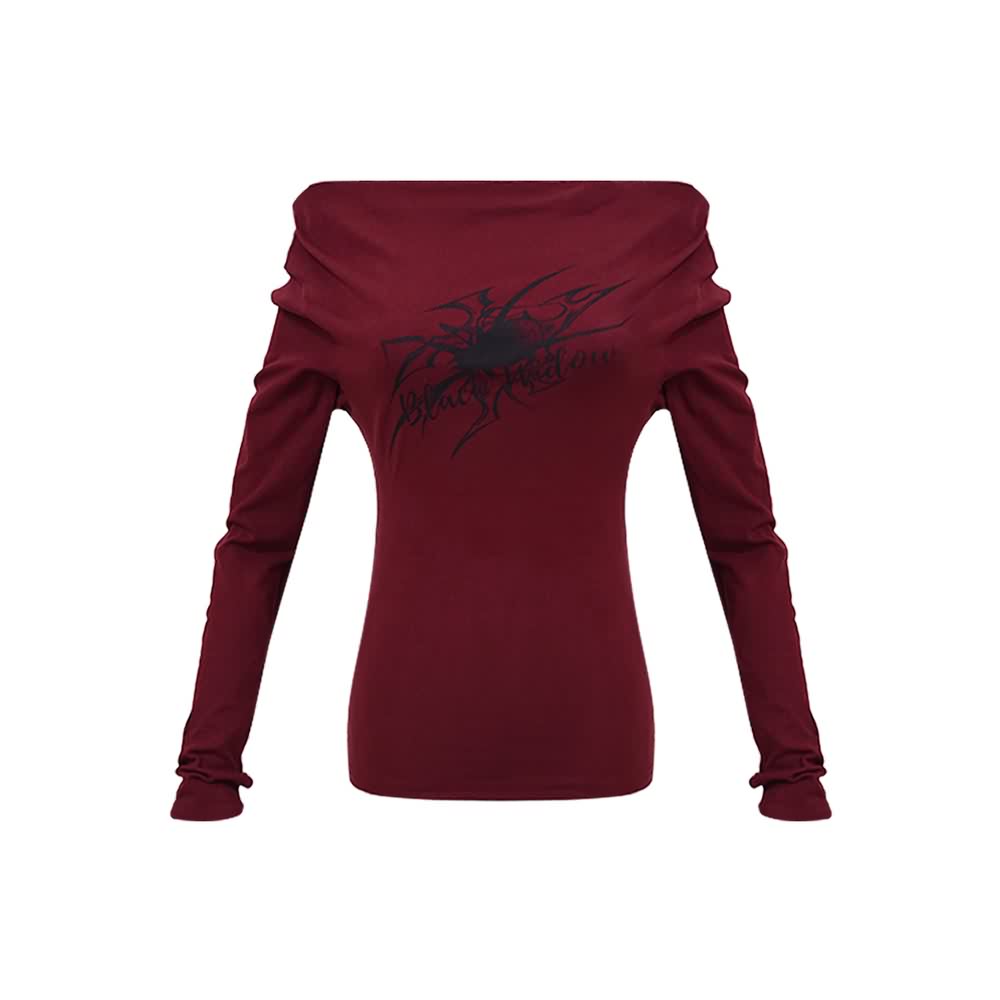 Red Devil Gothic Off The Shoulder Long Sleeve Top