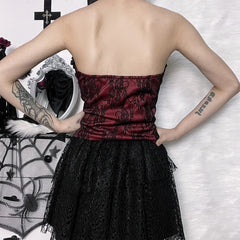 Red Gothic Bandeau Corset Top