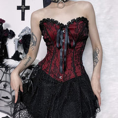 Red Gothic Bandeau Corset Top