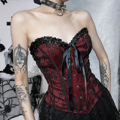 Red Gothic Bandeau Corset Top