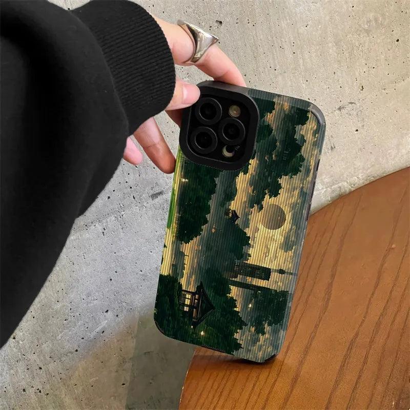 Retro Art Forest Scenery Landscape Cute Phone Case for iPhone 14, 13, 12 Pro, 11, XS Max, XS, Mini, 6, 7, 8 Plus, SE, X, and XR Cover