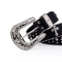 Rhinestone Gothic Punk Rock Cross Buckle Belt