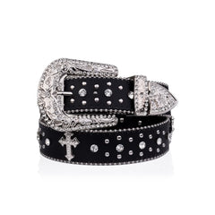 Rhinestone Gothic Punk Rock Cross Buckle Belt