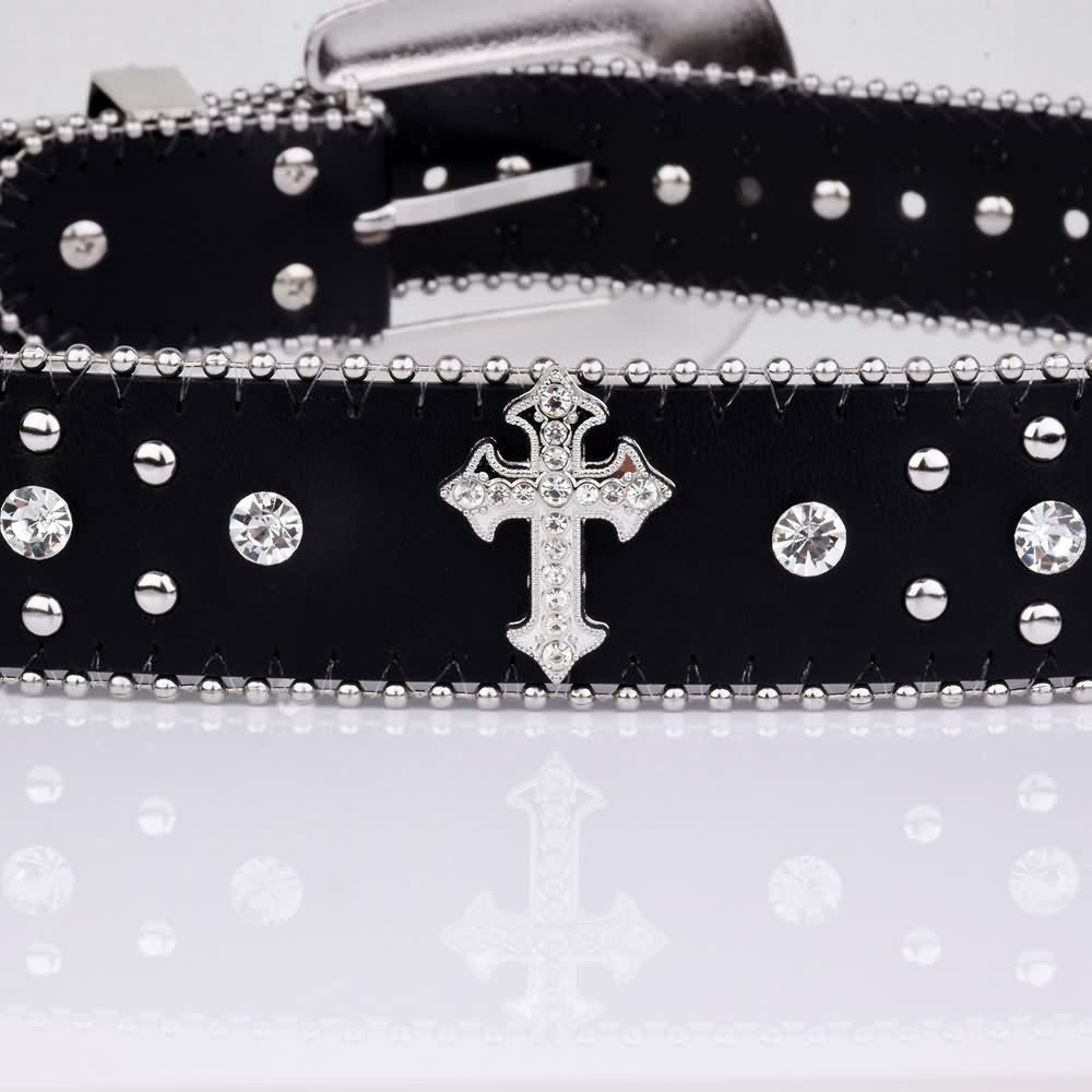 Rhinestone Gothic Punk Rock Cross Buckle Belt