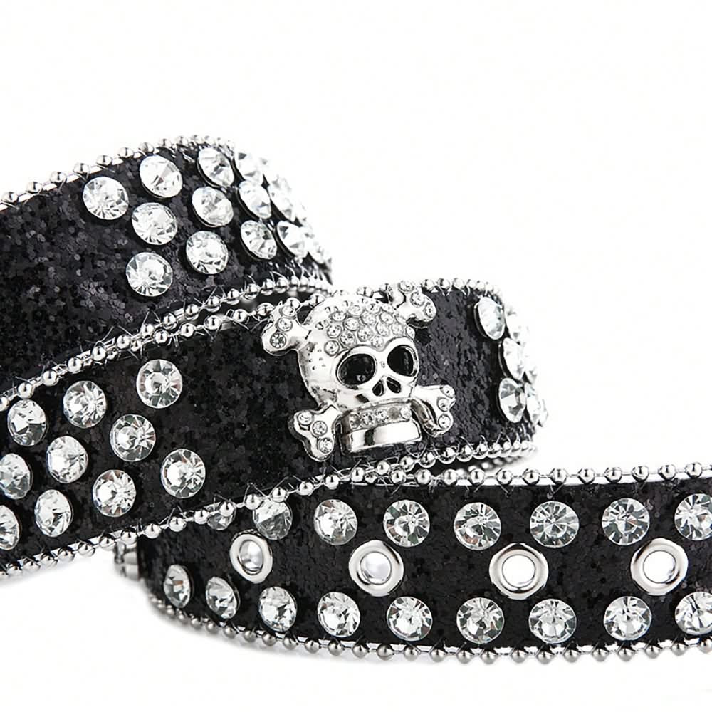 Rhinestone Gothic Punk Rock Skull Buckle Belt