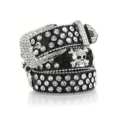 Rhinestone Gothic Punk Rock Skull Buckle Belt