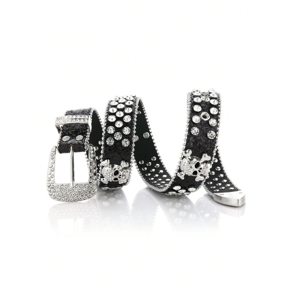 Rhinestone Gothic Punk Rock Skull Buckle Belt