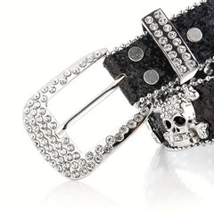 Rhinestone Gothic Punk Rock Skull Buckle Belt