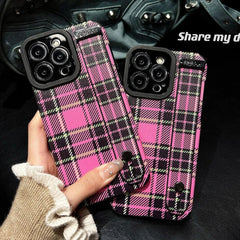 SCCPC211 Cute Phone Case For iPhone 15, 14, 11, 12, 13 Pro Max, XR, XS Max, 8, 7 Plus, and SE - Grid Lattice Pattern