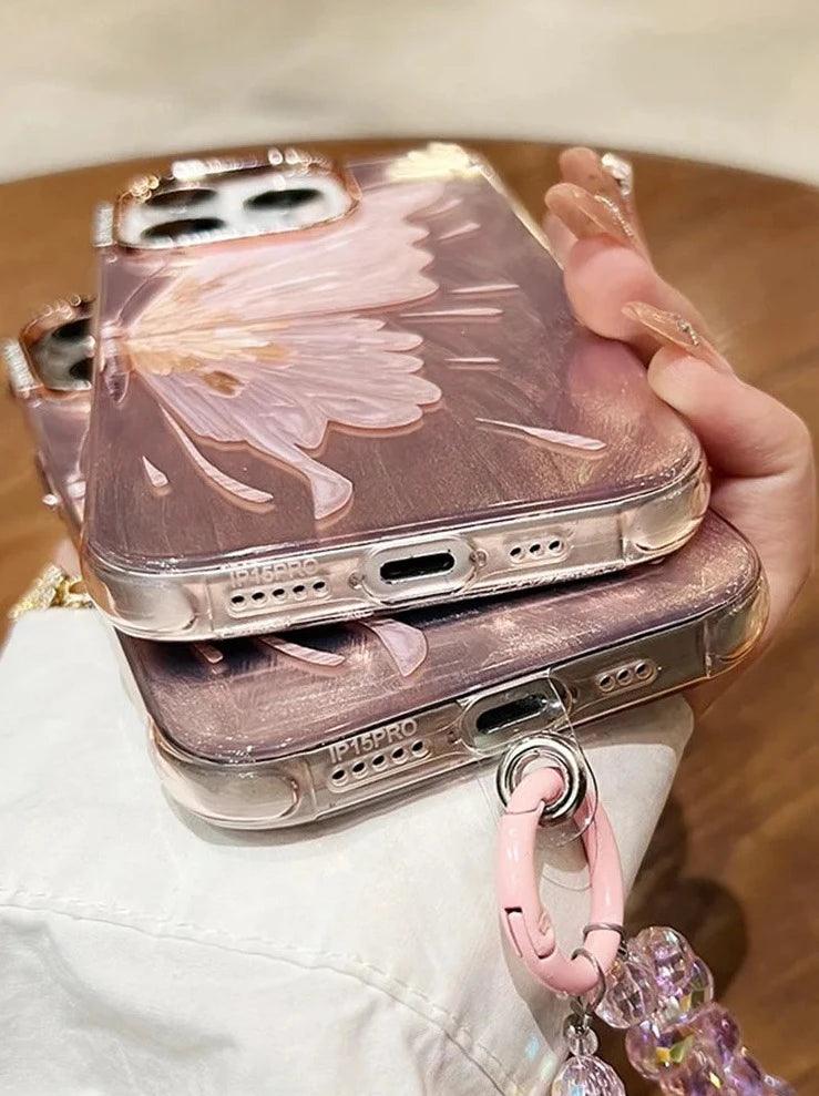 SCCPC219 Cute Phone Case For iPhone 11, 12, 13, 14, and 15 series - Glitter Shinny Butterfly