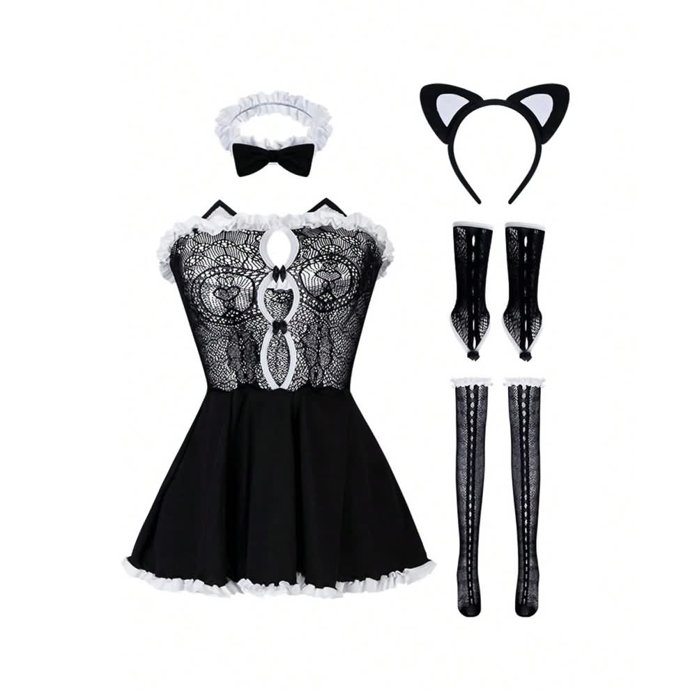 Cat Lingerie Costume, Mesh Bedroom Cosplay Outfit