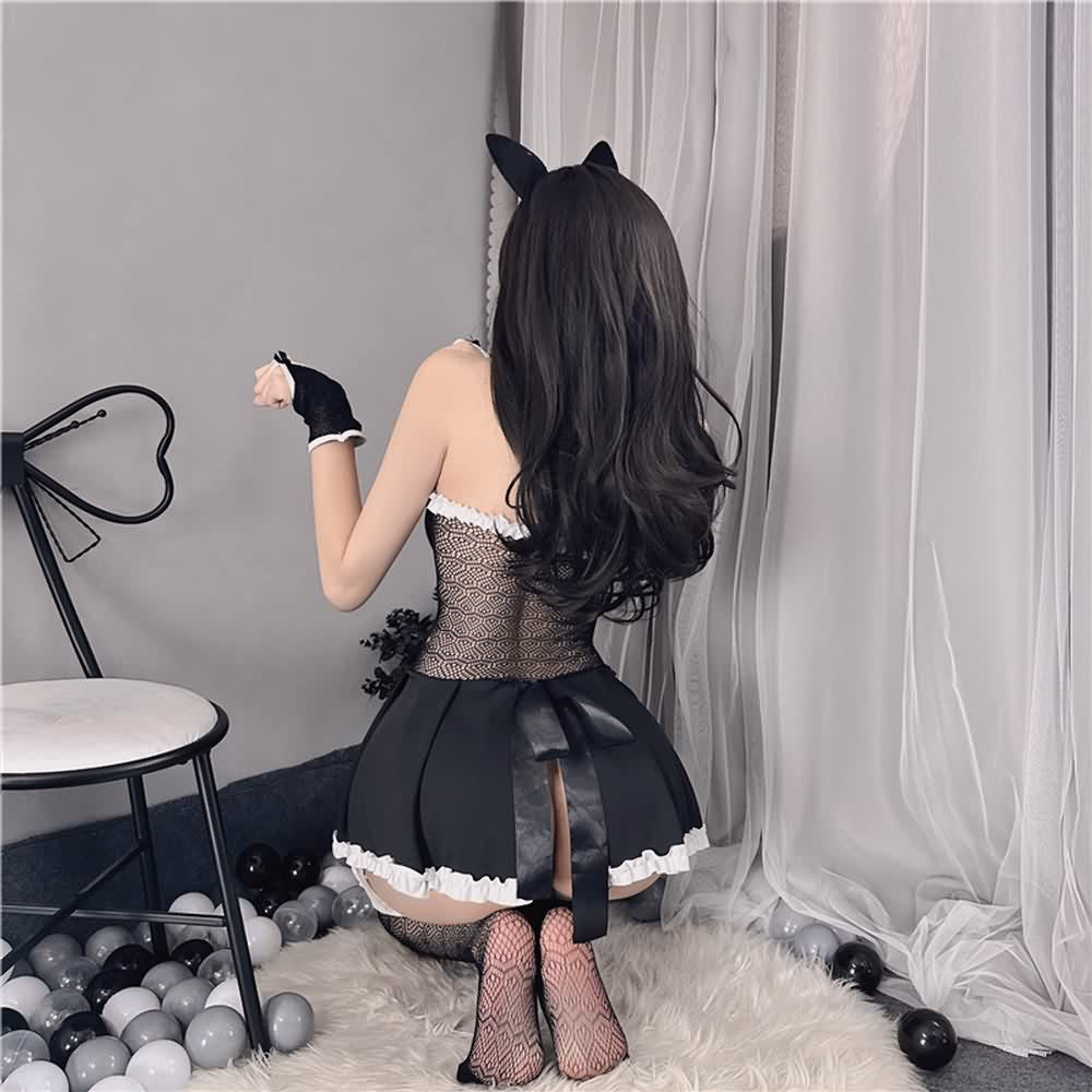 Cat Lingerie Costume, Mesh Bedroom Cosplay Outfit