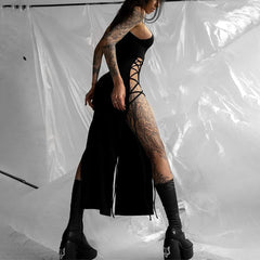Sexy Gothic Halter High Slit Dress