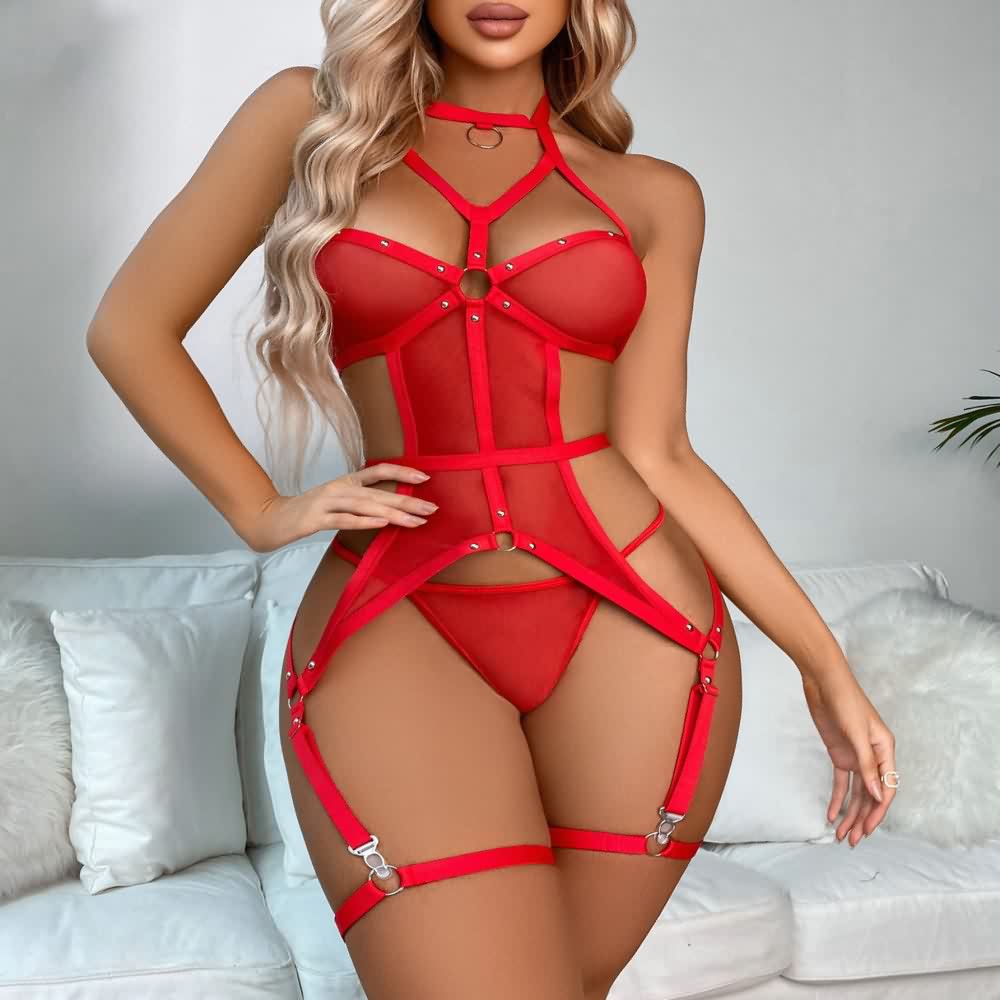 Mesh Garter Lingerie Set