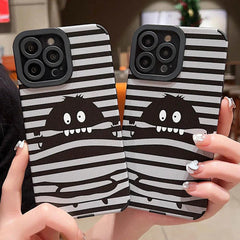 Sleek Black Monster: Cute Phone Case with Lens Soft Cover for iPhone 15, 14, 13, 12, 11 Pro, XS Max, X, XR, 6, S, 7, 8 Plus, and SE