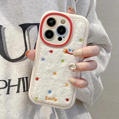 Smile Embroidery Warm Cute Phone Case For iPhone 15/14/13/11/12/Pro Max/15 Plus