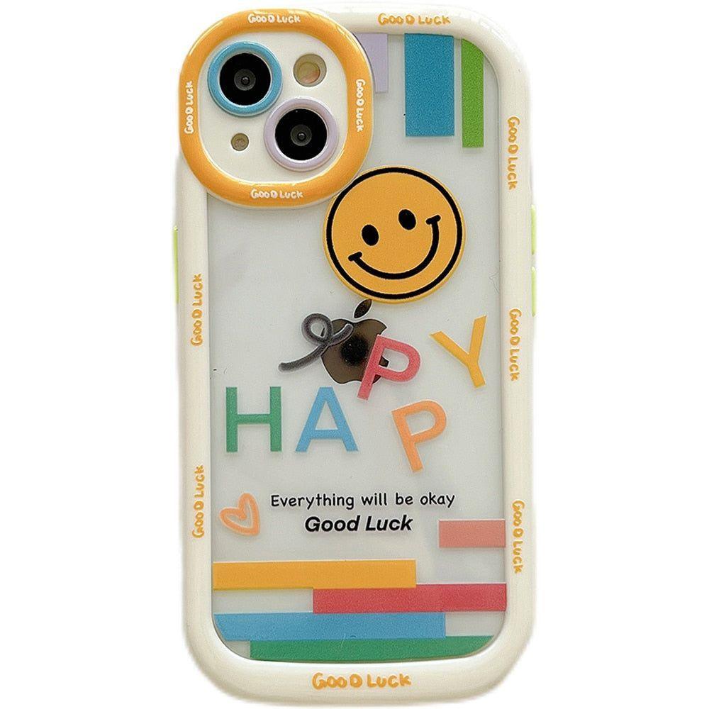 Smile Heart Letters Bumper Clear Cute Phone Cases For iPhone 14 13 12 11 Pro Max