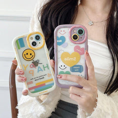 Smile Heart Letters Bumper Clear Cute Phone Cases For iPhone 14 13 12 11 Pro Max