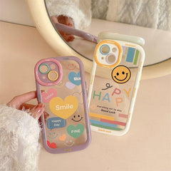 Smile Heart Letters Bumper Clear Cute Phone Cases For iPhone 14 13 12 11 Pro Max