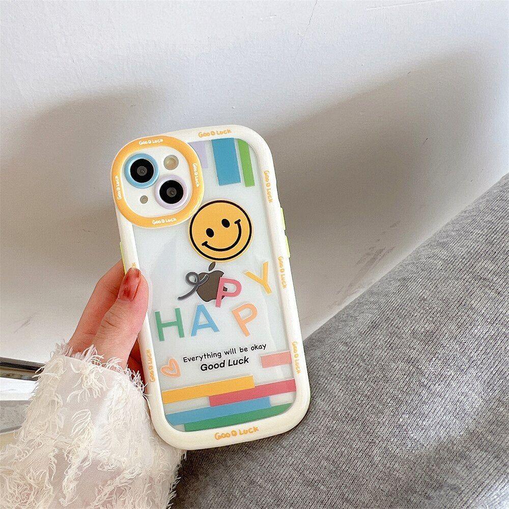 Smile Heart Letters Bumper Clear Cute Phone Cases For iPhone 14 13 12 11 Pro Max