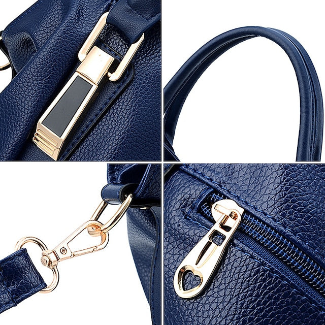 Handles  and Top Faux with Handbag Black Leather