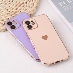 Solid Plating Mini Heart Cute Phone Cases For iPhone 12 11 Pro Max X XR XS Max 7 8 6 6s Plus SE 3 2022 13 Pro Max