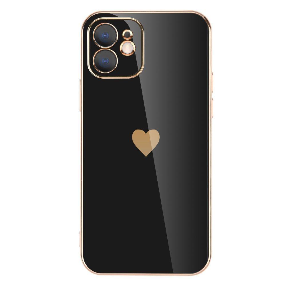 Solid Plating Mini Heart Cute Phone Cases For iPhone 12 11 Pro Max X XR XS Max 7 8 6 6s Plus SE 3 2022 13 Pro Max