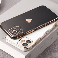 Solid Plating Mini Heart Cute Phone Cases For iPhone 12 11 Pro Max X XR XS Max 7 8 6 6s Plus SE 3 2022 13 Pro Max