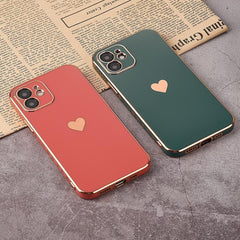 Solid Plating Mini Heart Cute Phone Cases For iPhone 12 11 Pro Max X XR XS Max 7 8 6 6s Plus SE 3 2022 13 Pro Max