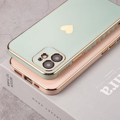 Solid Plating Mini Heart Cute Phone Cases For iPhone 12 11 Pro Max X XR XS Max 7 8 6 6s Plus SE 3 2022 13 Pro Max