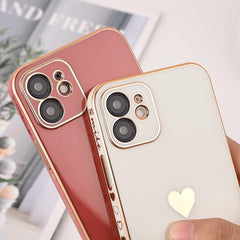 Solid Plating Mini Heart Cute Phone Cases For iPhone 12 11 Pro Max X XR XS Max 7 8 6 6s Plus SE 3 2022 13 Pro Max