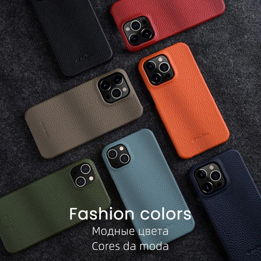 Solid Premium Genuine Leather Cute Phone Cases for iPhone 13 Pro Max 12 mini 11