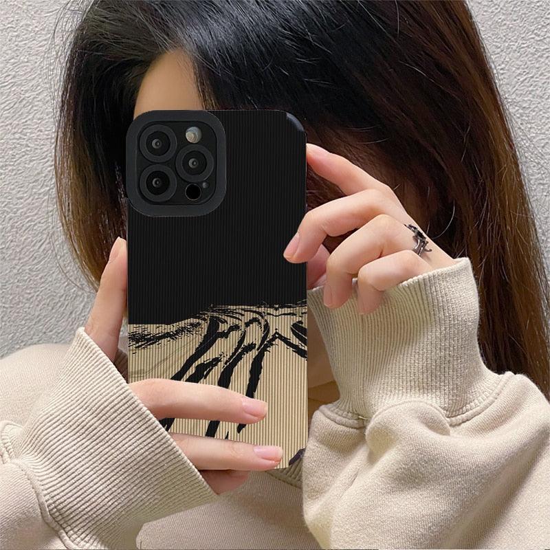 Sophisticated Abstract Illustration: Soft Leather Cute Phone Cases for iPhone 14, 11, 12, 13 Pro, XS Max, Mini, 6, 7, 8 Plus, X, and XR