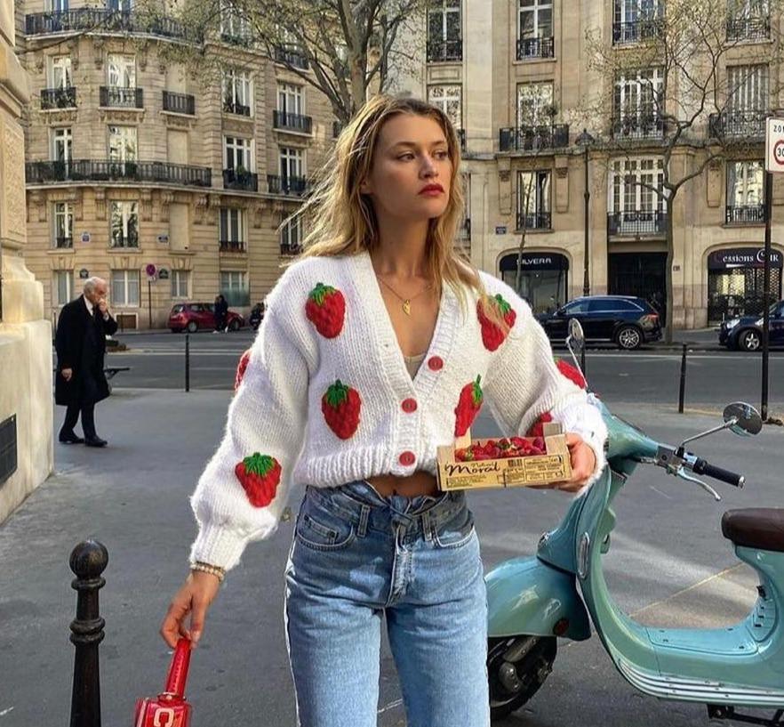 Strawberry Knitted Cardigan