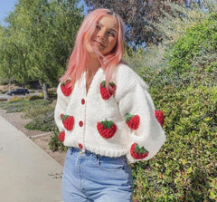 Strawberry Knitted Cardigan