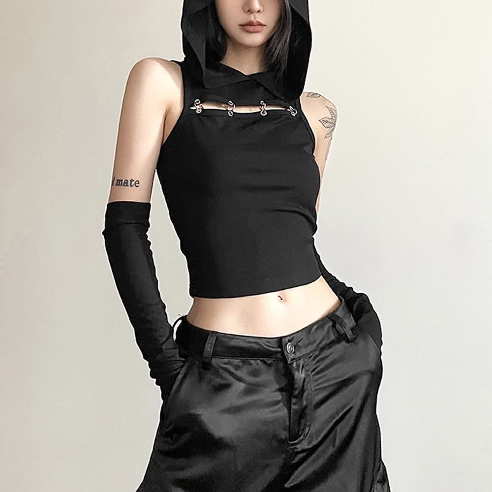 Streetwear Hooded Sleeveless Crop Top