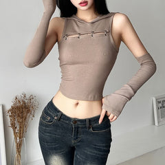 Streetwear Hooded Sleeveless Crop Top