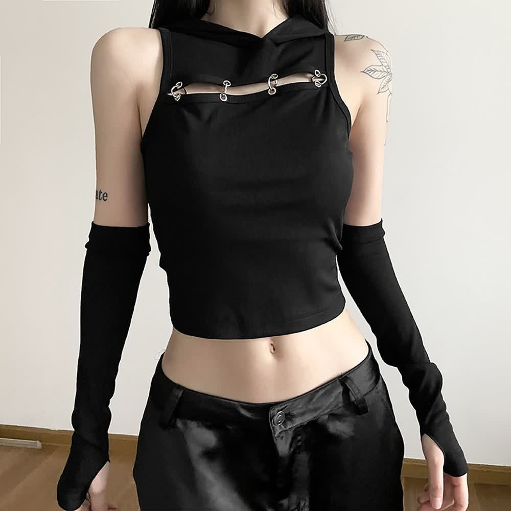 Streetwear Hooded Sleeveless Crop Top